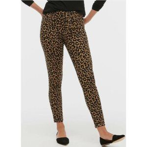 J Crew Animal Leopard Print 9" High Rise Skinny Jeans Button Fly 27‎ 28 NWOT